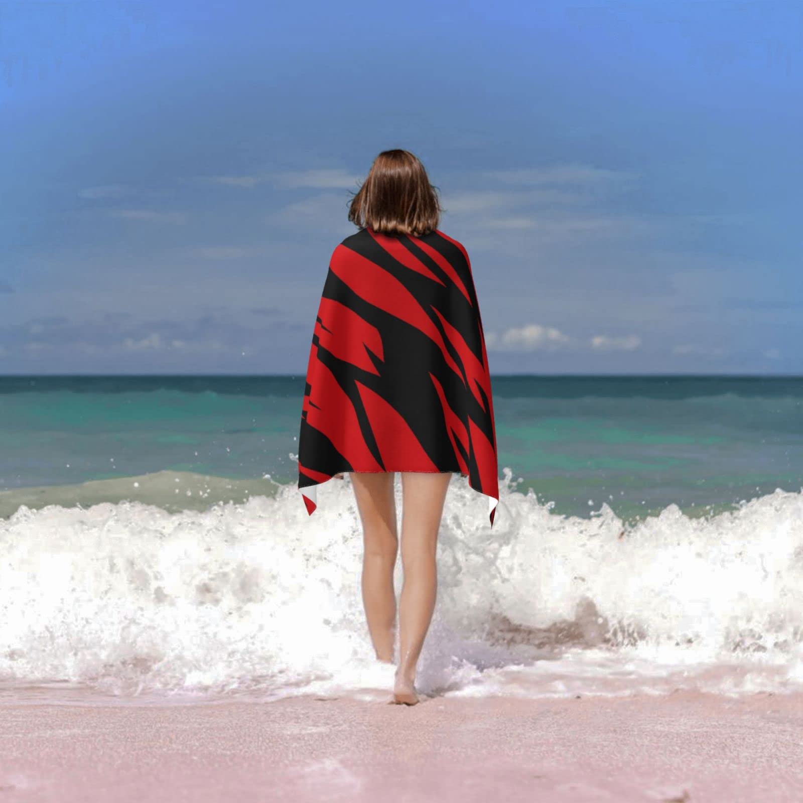 Amazon.com: LMNSWDA Tiger Stripes red and Black Beach Towels